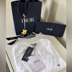 NWT Dior T-Shirt Bee Embroidery Medium White